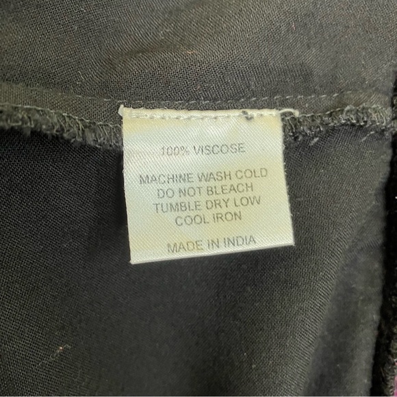 Anthropologie Hazel Black Embroidered Boho Handkerchief Hem Skirt Midi Fairycore - Picture 12 of 15